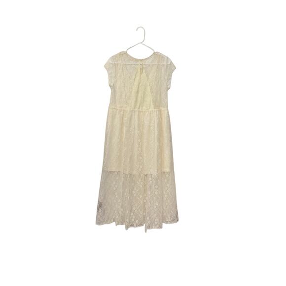 Altar’d State Lace Cream Midi Dress Size Small Boho Short Sleeve Lined Delicate - Picture 4 of 9
